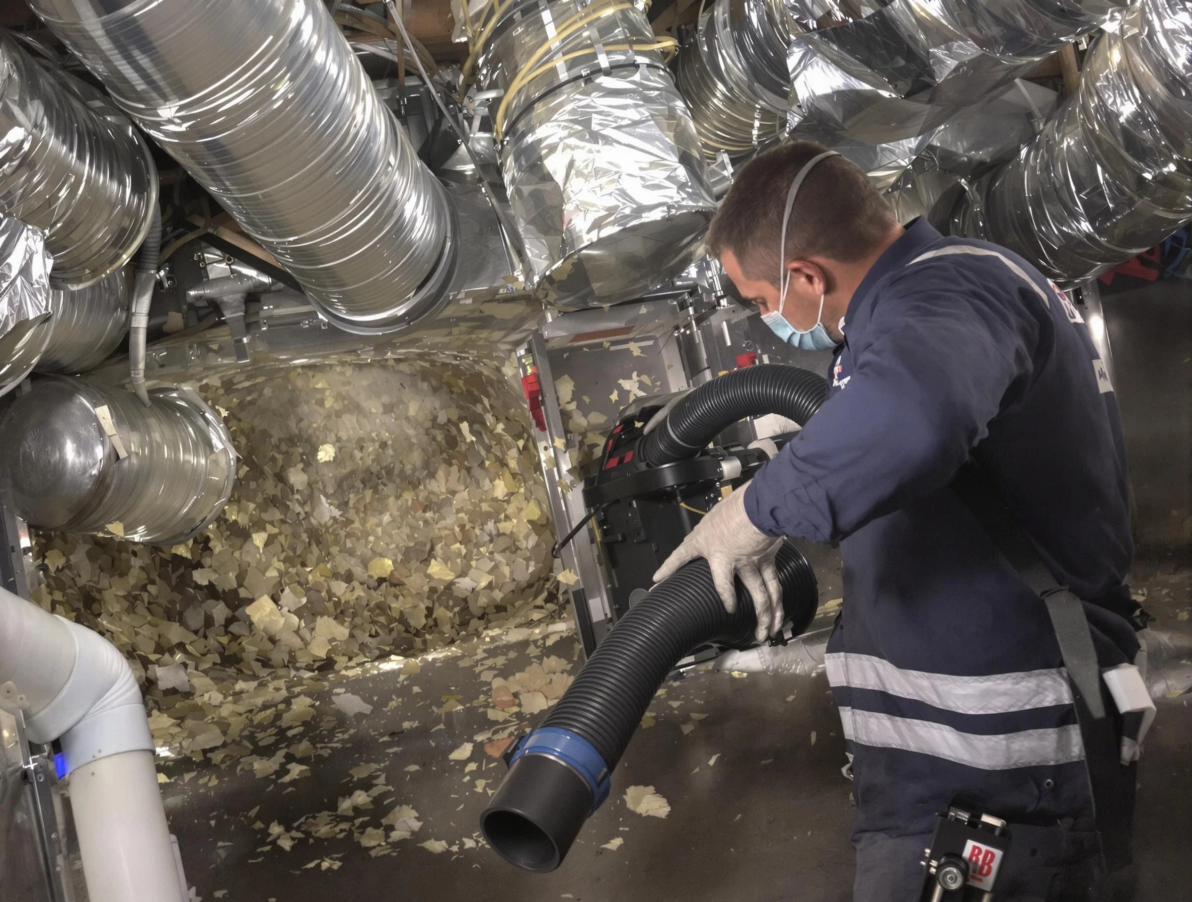 Columbiana Air Duct Cleaning specialist operating negative pressure cleaning equipment for thorough duct maintenance in Columbiana
