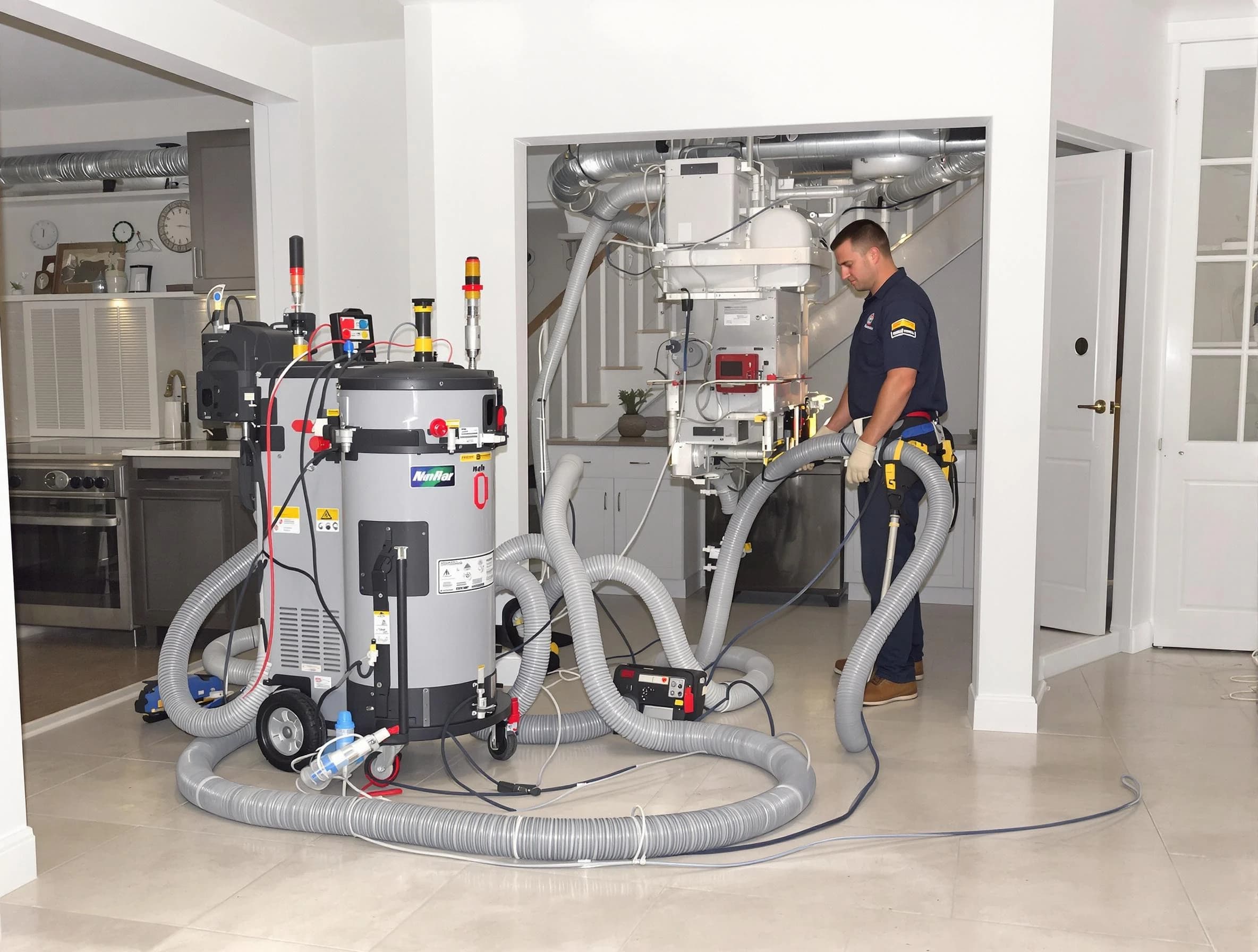 Columbiana Air Duct Cleaning technician operating negative pressure cleaning equipment for thorough duct maintenance in Columbiana