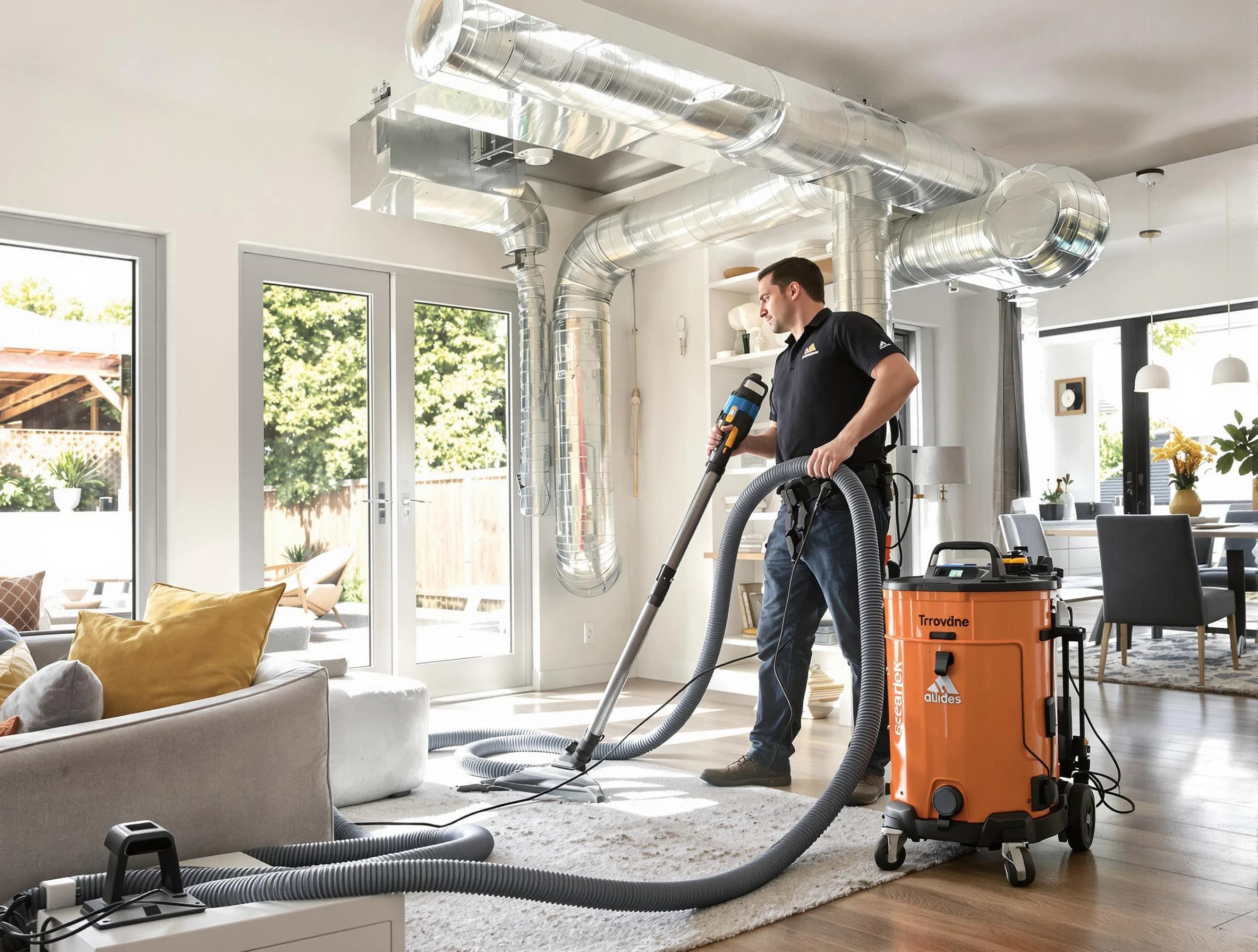 Columbiana Air Duct Cleaning specialist performing thorough residential duct cleaning using advanced equipment in Columbiana