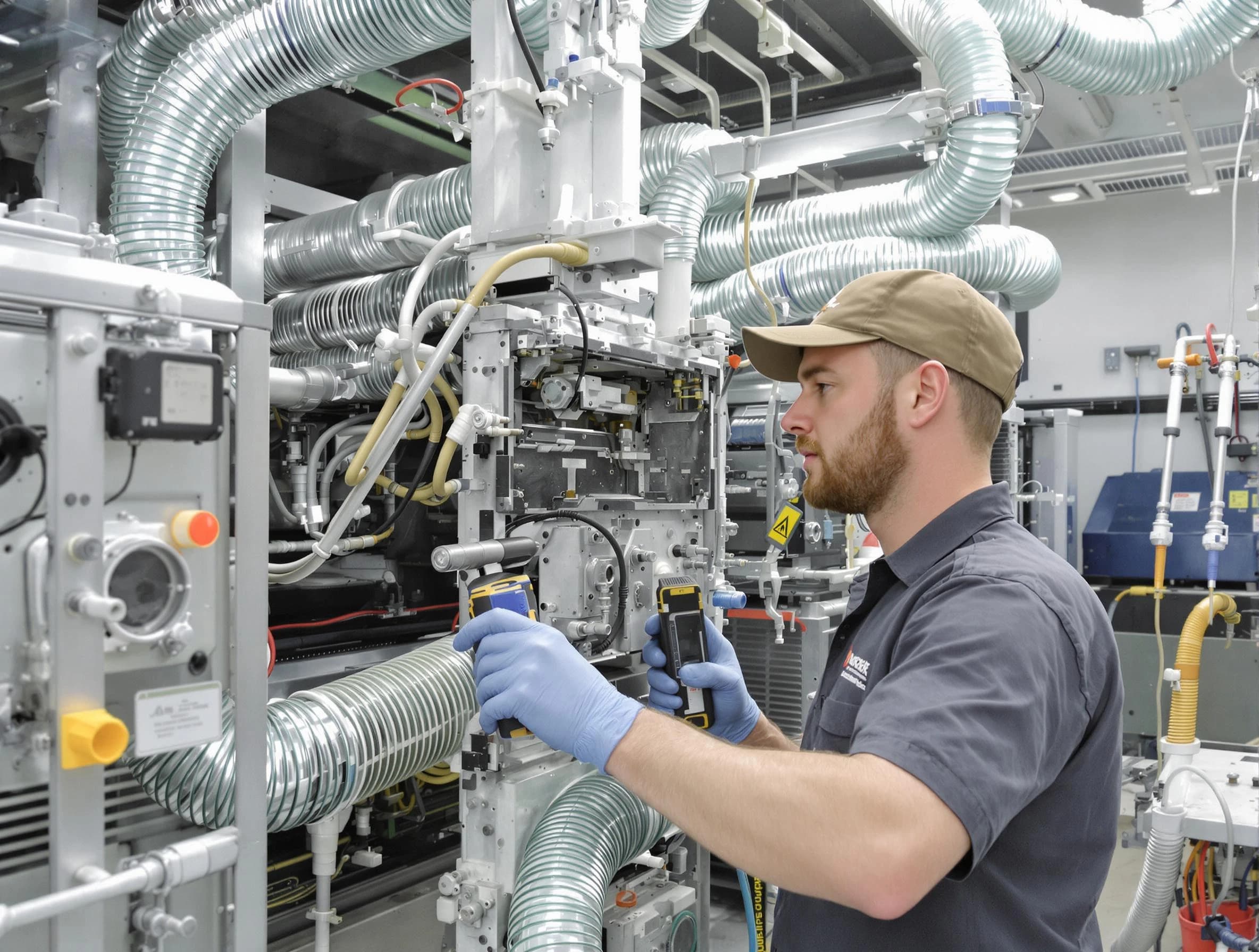 Columbiana Air Duct Cleaning technician performing precision commercial coil cleaning at a business facility in Columbiana