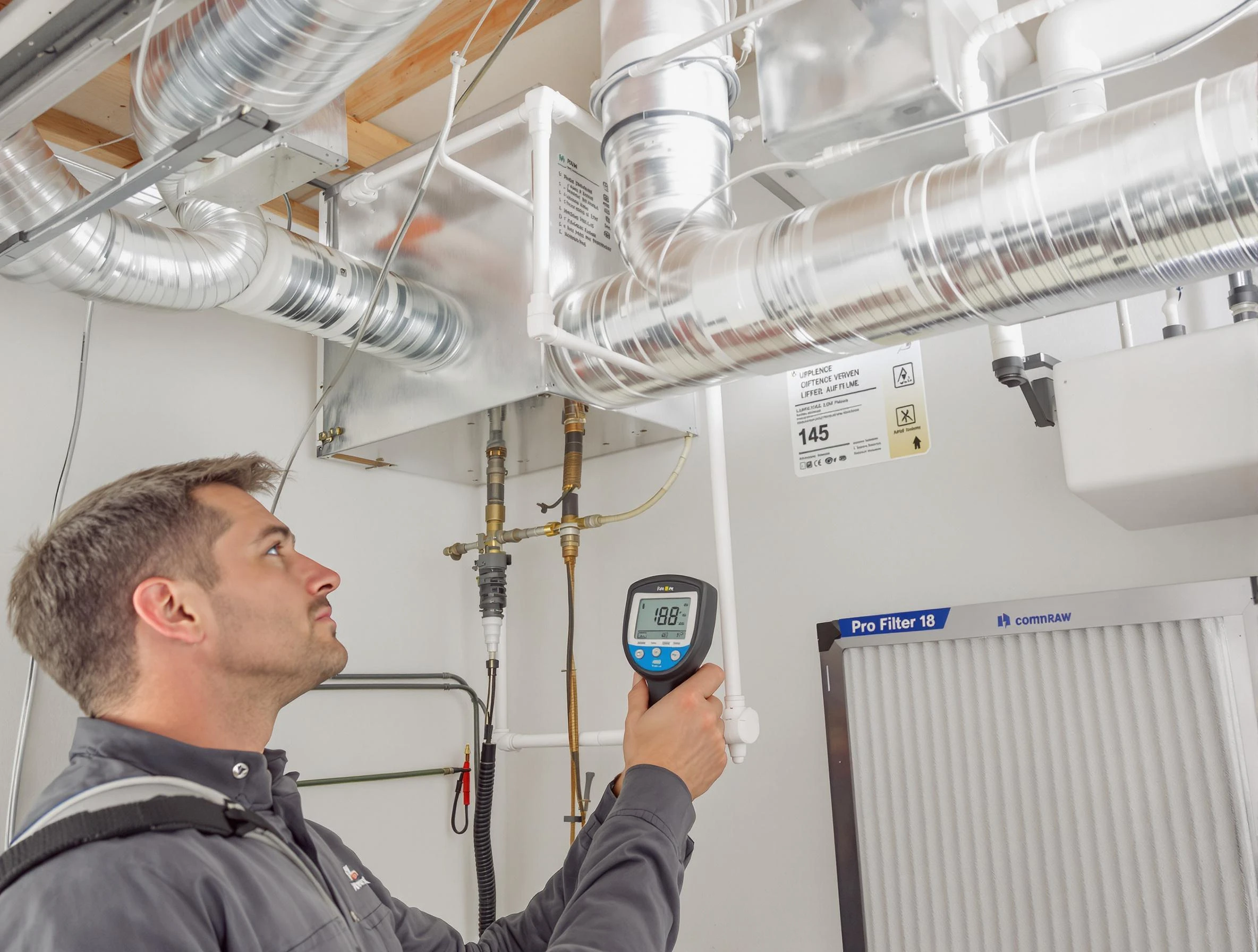 Columbiana Air Duct Cleaning expert conducting detailed filter system inspection using diagnostic tools in Columbiana
