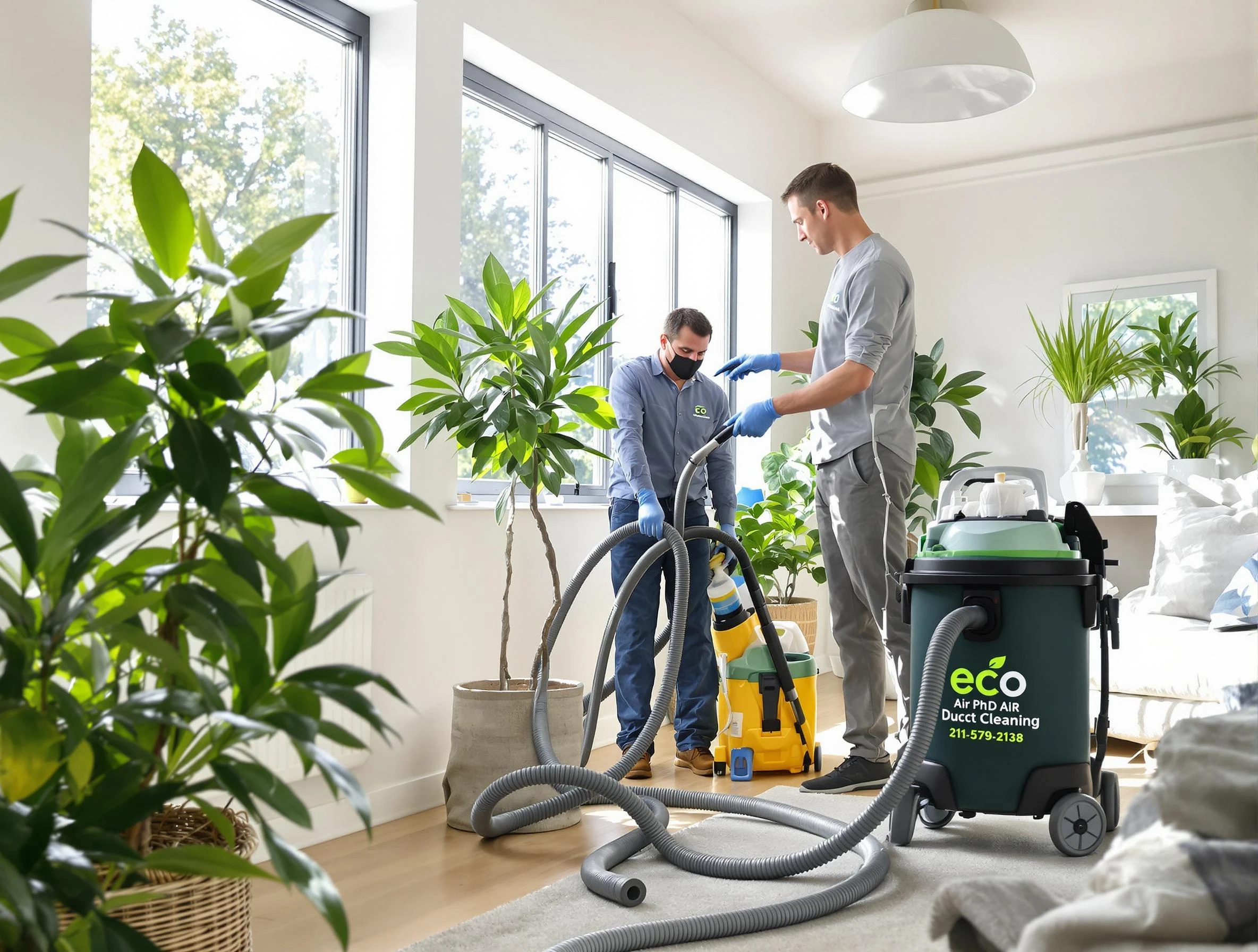 Columbiana Air Duct Cleaning technician performing eco-friendly duct cleaning using sustainable methods in Columbiana