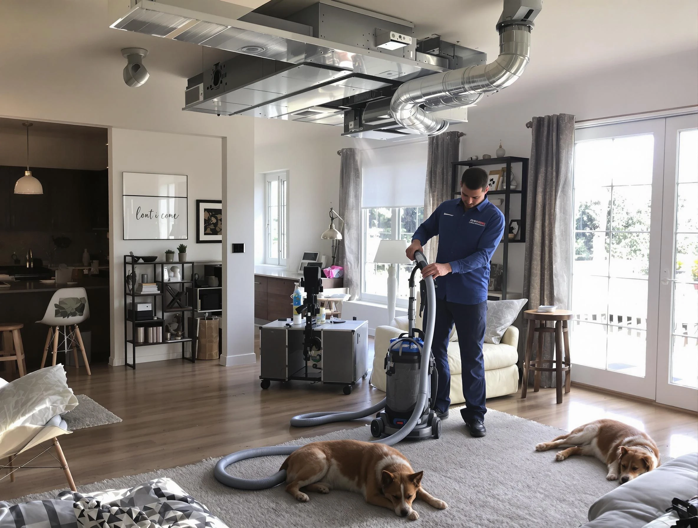 Columbiana Air Duct Cleaning technician performing detailed indoor duct cleaning for improved air quality in Columbiana