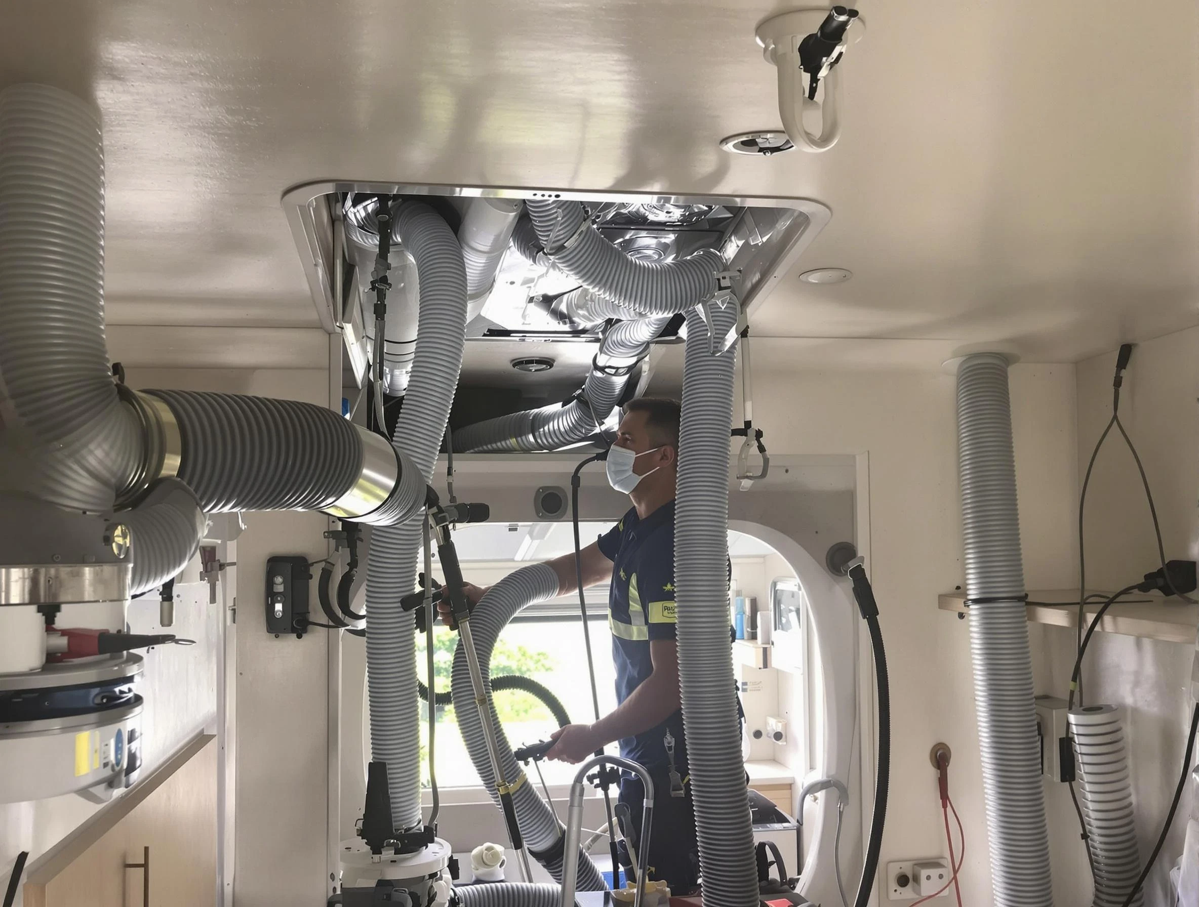 Columbiana Air Duct Cleaning specialist performing precise mobile home duct cleaning in Columbiana