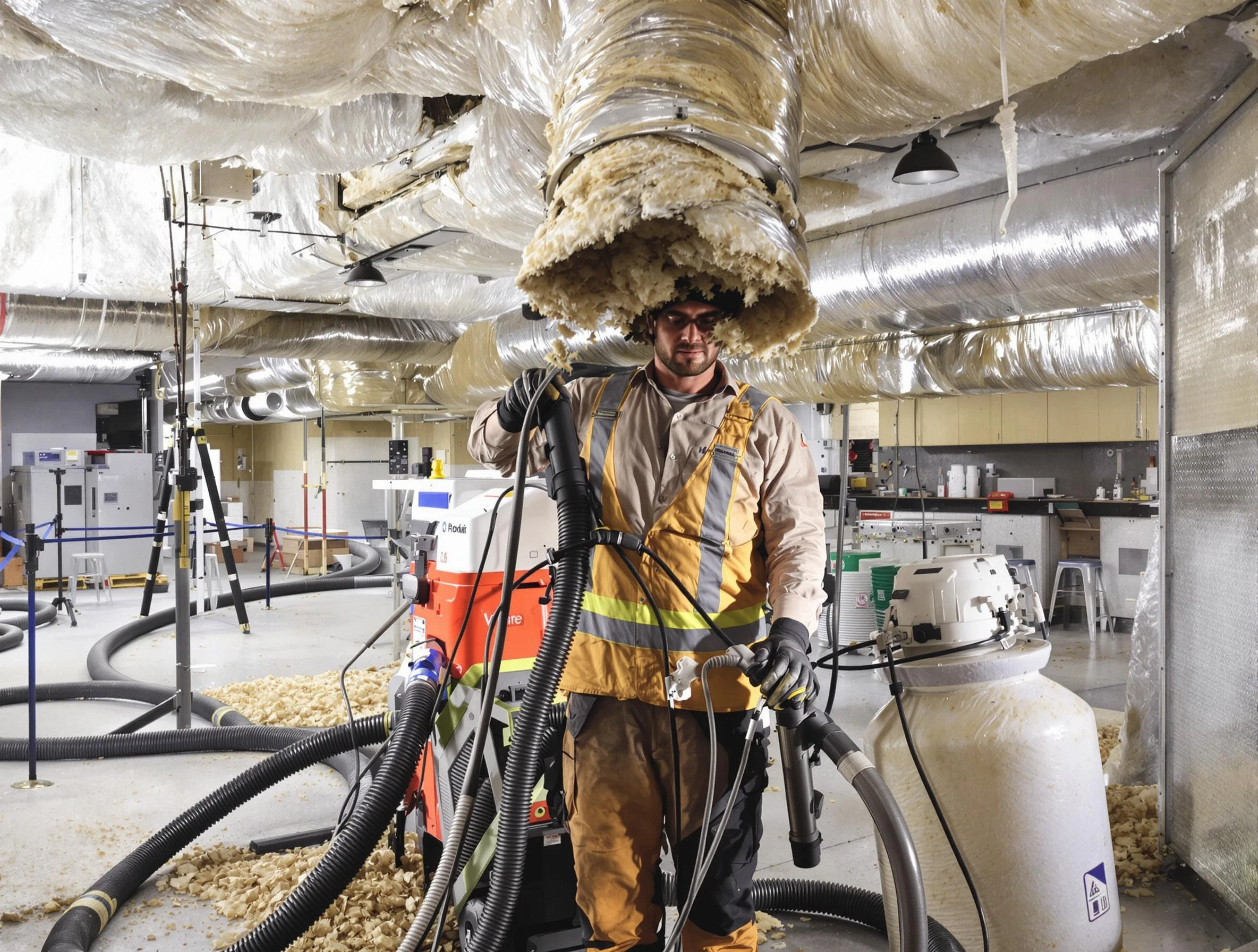 Professional vacuum insulation removal by Columbiana Air Duct Cleaning expert in Columbiana